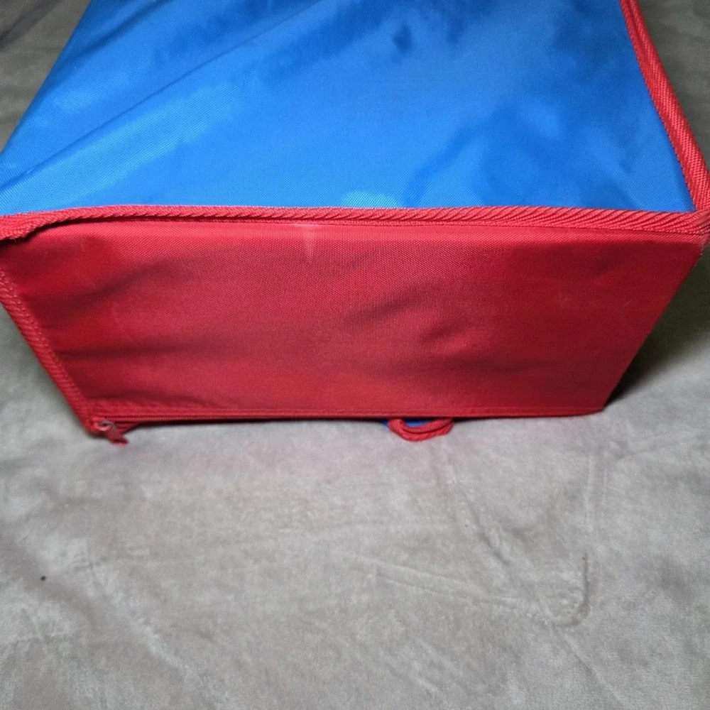 Vintage OshKosh Kids Red Blue Travel Suitcase Storage Organizer Bag 90s 80s